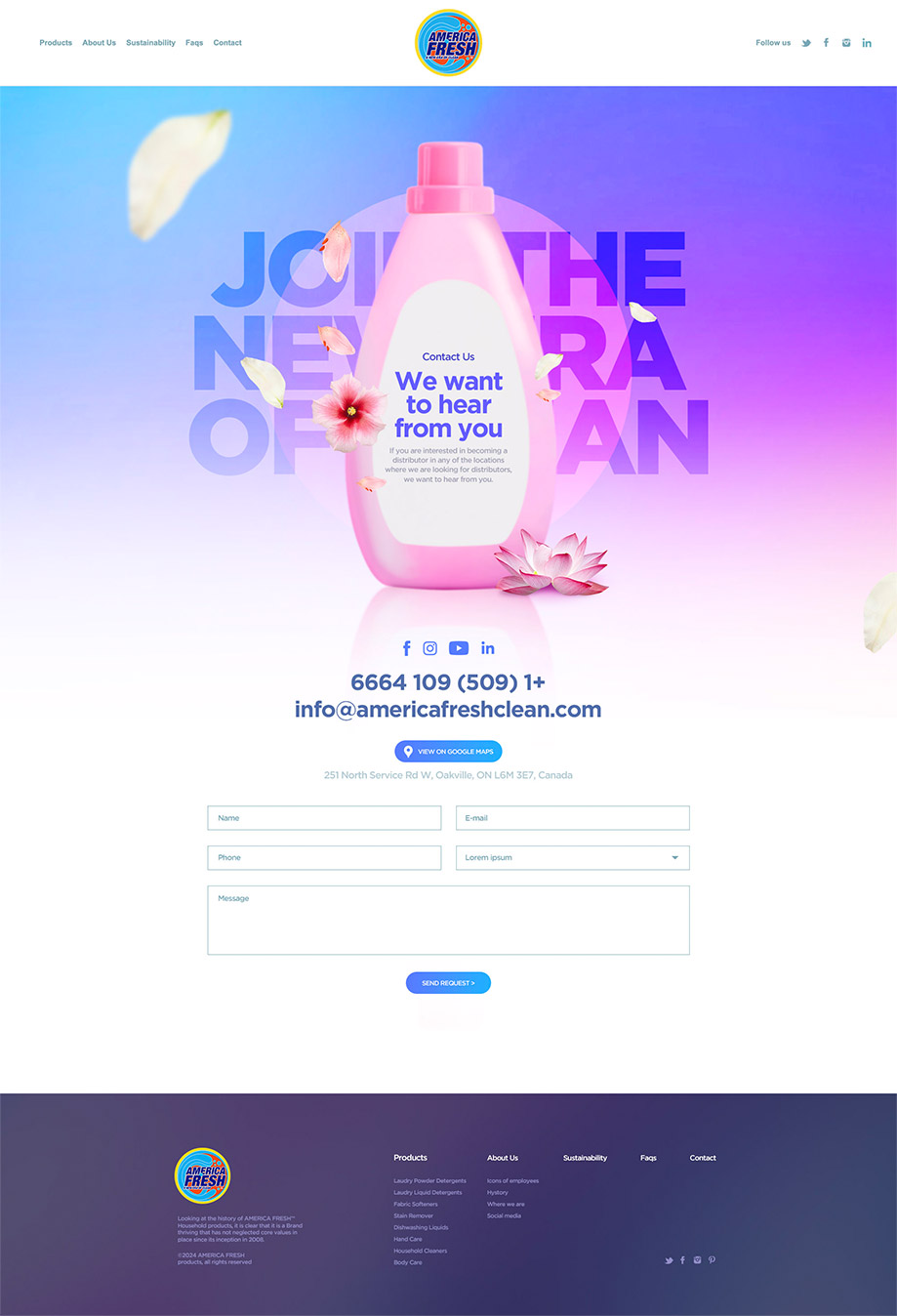 América Fresh — Contacto y producto
