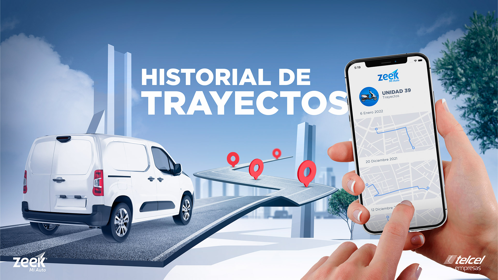 Telcel Empresas — zeek Mi Auto, historial de trayectos